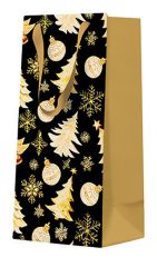 Vánoční papírová taška PAW Golden Christmas Trees black DEO ,balení 10 ks