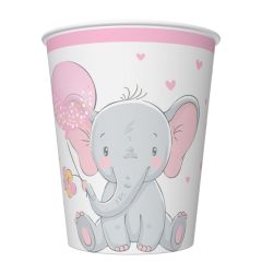 Pol-Mak  Kelímek papírový PM 250ml 8ks Baby Elephant with pink Balloon