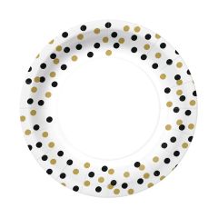 Paw  Papírový talíř velký - Confetti Gold&Black
