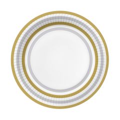 Paw  Papírový talíř velký - Lines gold & silver