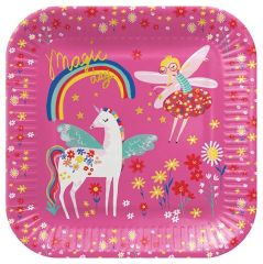 Papírový talíř hranatý - Fairy Unicorn