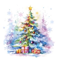 Ubrousky DAISY L (20ks) Watercolor Christmas Tree