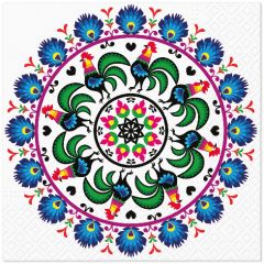 Paw  Ubrousky PAW Dekor L (20ks) Rooster Circle Folk