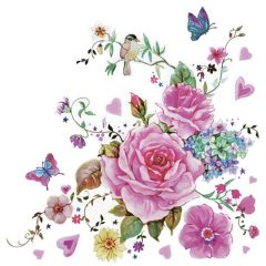 Pol-Mak  Ubrousky DAISY L (20ks) Drawn Roses with Butterflies