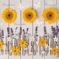 Pol-Mak  Ubrousky DAISY L (20ks) Lavender and Sunflower Composition with Wooden Sticks