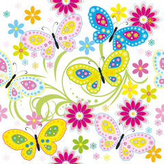 Pol-Mak  Ubrousky DAISY L (20ks) Graphic Colour Butterflies with Flowers