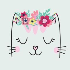 Pol-Mak  Ubrousky DAISY L (20ks) Smiling Cat with Flowers Wreath