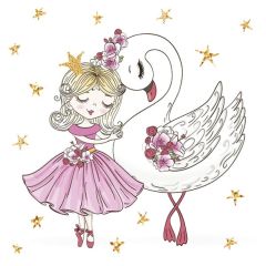Ubrousky DAISY L (20ks) Pink Ballerina with Swan