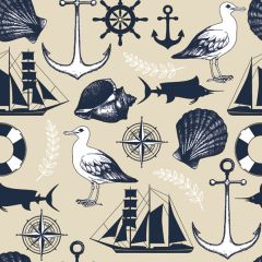 Pol-Mak  Ubrousky DAISY L (20ks) Marine Theme on Beige