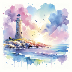 Pol-Mak  Ubrousky DAISY L (20ks) Watercolour Lighthouse