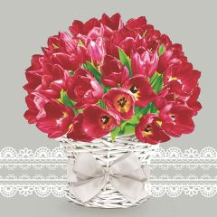 Ubrousky DAISY L (20ks) Red Tulips in Wicker Flowerpot