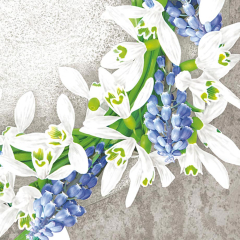 Pol-Mak  Ubrousky DAISY L (20ks) Snowdrops and Grape Hyacinths Wreath on Concrete