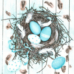 Pol-Mak  Ubrousky DAISY L (20ks) Pastel Blue Eggs in Natural Nest
