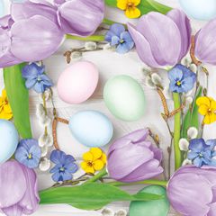 Ubrousky DAISY L (20ks) Flowers Frame with Pastel Eggs