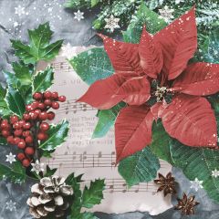Pol-Mak  Ubrousky MAKI L (20ks) Festive Poinsetia with Hollyberry