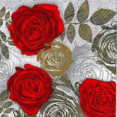 Ubrousky MAKI L (20ks) Red Roses with Floral Prints