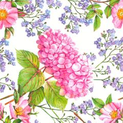 Ubrousky MAKI L (20ks) Pink Hydrangea and Forget-Me-Not Flowers