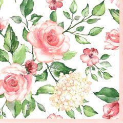 Pol-Mak  Ubrousky MAKI L (20ks) Watercolour Roses with Hydrangea