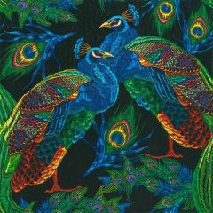 Ubrousky MAKI L (20ks) Embroidered Peacocks with Feathers