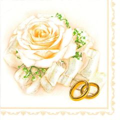 Ubrousky MAKI L (20ks) Wedding Rings & White Rose