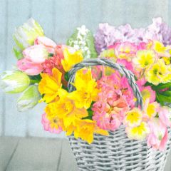 Ubrousky MAKI L (20ks) Spring Mix Flowers in Basket