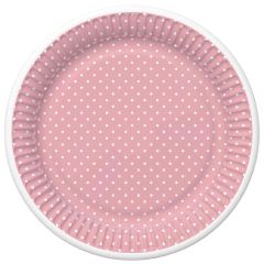 Papírový talíř malý - White Dots on Pink