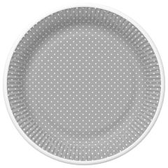 Papírový talíř malý - White Dots on Grey