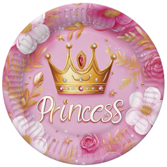Papírový talíř malý - Pink Princess Crown