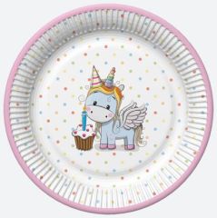 Pol-Mak  Talíř papírový PM 18cm 8ks Sweet Unicorns with Pastel Dots
