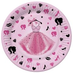 Pol-Mak  Papírový talíř malý - Girls Pink Party Dress