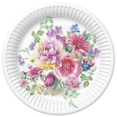 Pol-Mak  Papírový talíř velký - Watercolor Flower Arrangement
