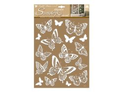 UNIPAP  Samolepicí dekorace 10227 bílí motýli s glitry 41x28 cm