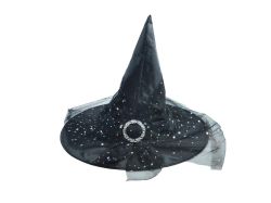 klobouk čarodějnický černý pavučina 38x34cm 1042270