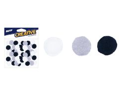 UNIPAP  kuličky Pompom 1,5cm/80ks BaW mix 1042290