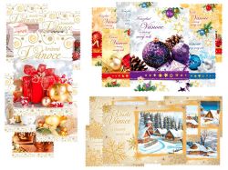 UNIPAP  pohlednice vánoční MIX G001 E výsek+UV+glitr 1240807