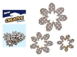 UNIPAP  dekorace květina puntík 12ks -5,4,3cm 2221447