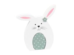 UNIPAP  dekorace dřevo zajíc 13,5x11.8x2,1cm bílý 2221717