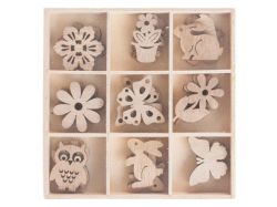 UNIPAP  dekorace dřevo 3cm/27ks mix motivů 2221735