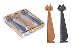 Pravítko W020190 dřevěné 15 cm  - Kočka
