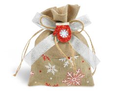 UNIPAP  sáček textil vánoční s 3D mašlí 13x18cm 5800742