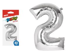 UNIPAP  balónek č. 2 nafukovací fóliový 40 cm - stříbrný 8000135