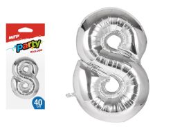 UNIPAP  balónek č. 8 nafukovací fóliový 40 cm - stříbrný 8000141