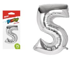 UNIPAP  balónek č. 5 nafukovací fóliový 75 cm - stříbrný 8000166
