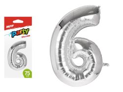 UNIPAP  balónek č. 6 nafukovací fóliový 75 cm - stříbrný 8000167