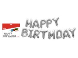 UNIPAP  balónky nafukovací fóliové- HAPPY BIRTHDAY - 40cm - stříbrný 8000172