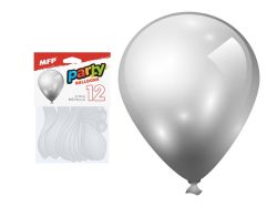 balónek nafukovací 12ks sáček metal 26cm stříbrný 8000190