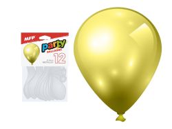 UNIPAP  balónek nafukovací 12ks sáček metal 26cm zlatý 8000191