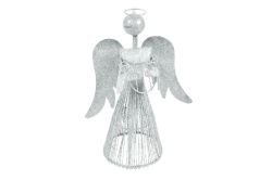UNIPAP  anděl 30cm stříbrný metal s lyrou 8882343