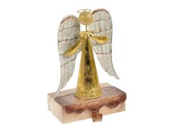 UNIPAP  anděl plech + dřevo s háčkem 24cm - zlatý 8885793