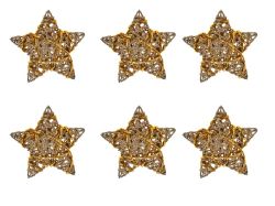 UNIPAP  hvězdičky ratan zlaté vánoční set 7,5cm/6ks R4589/gold 8885946